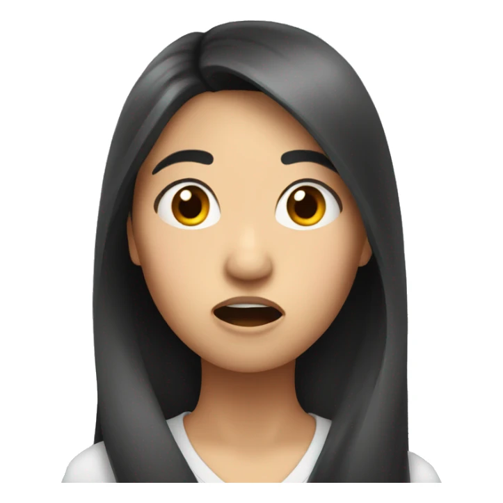 Asian woman with long hair shocked expression sticker