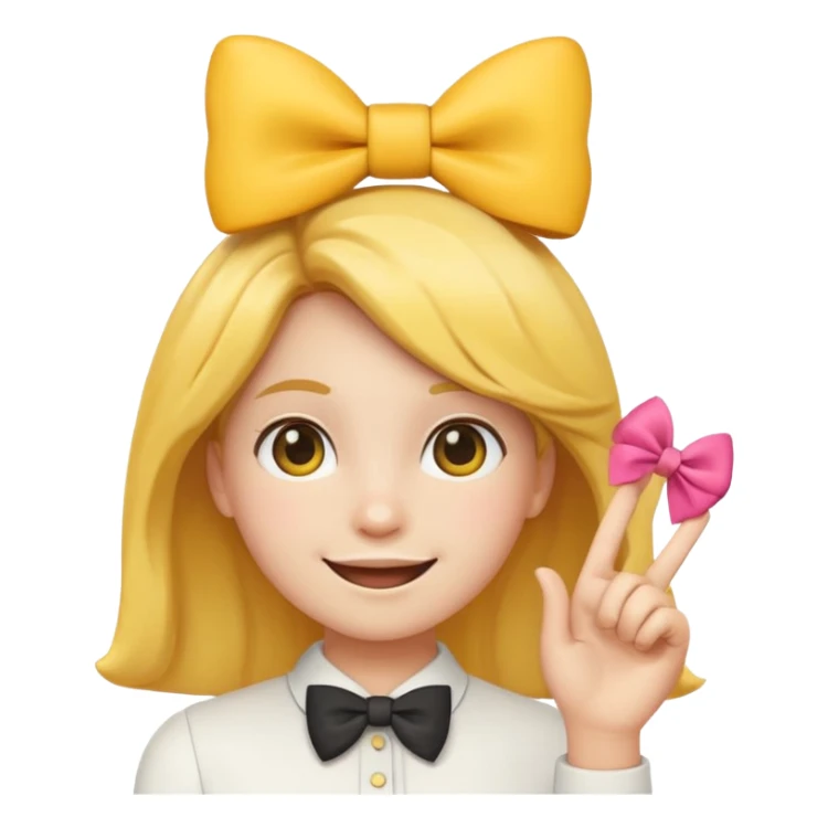 Yellow regular smiling emoji with hand saying clock it with bow in hair preppy cute aesthetic  sticker