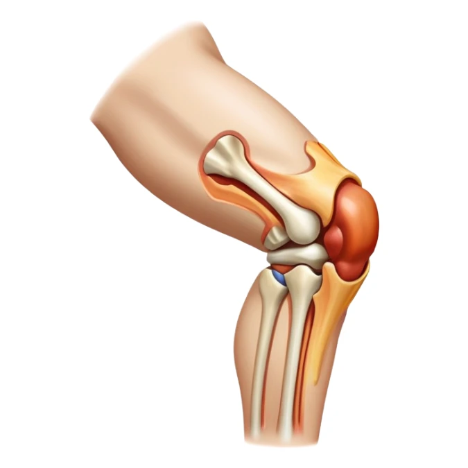 Knee with tendon injury and swelling sticker