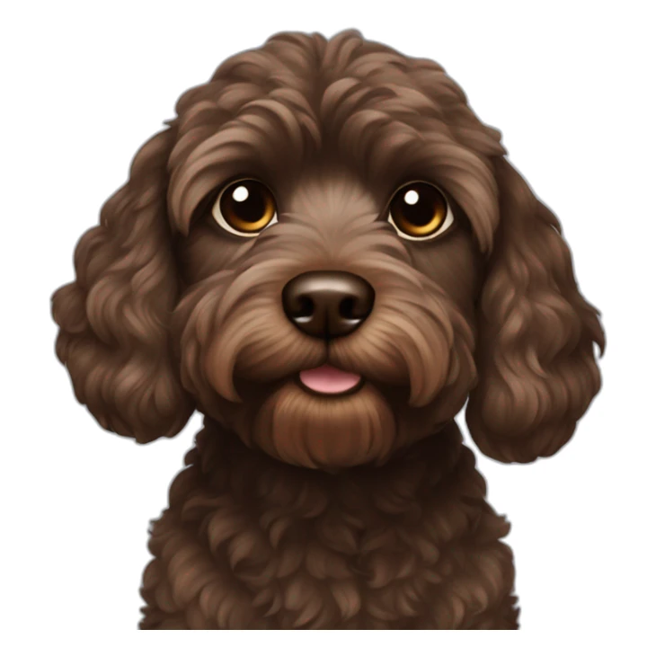 Straight hair dark brown cava poo sticker