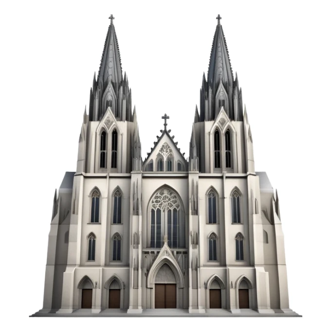 Cinematic Realistic Cologne Cathedral Landmark Emoji, showcasing Gothic architecture rendered with detailed stone textures and majestic, dynamic lighting. two tall  tall towers on the left side and an opening on the lower right sticker