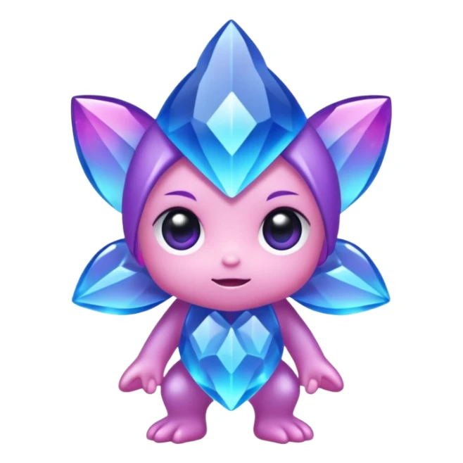 kawaii chibi style crystal sprite creature that is purple, blue, and pink  sticker