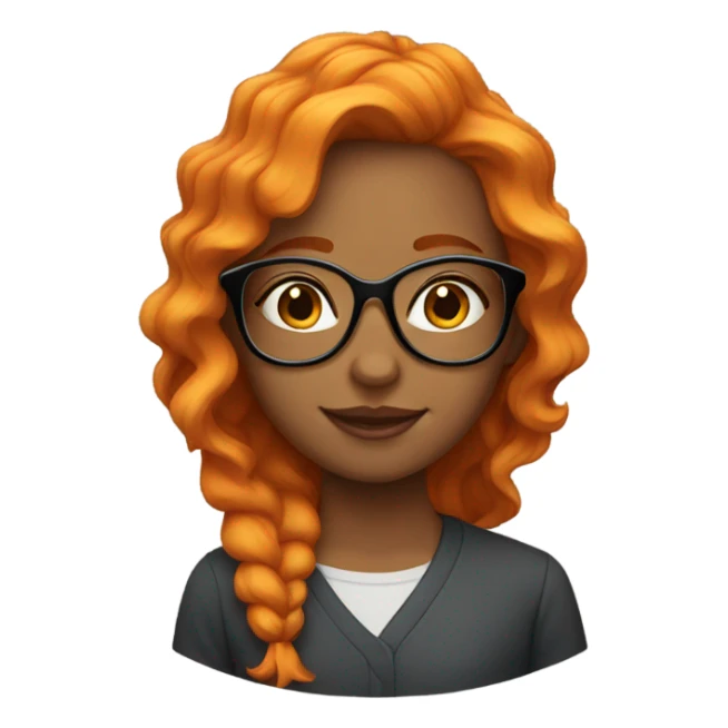girl orange waves hair whit glasés sticker