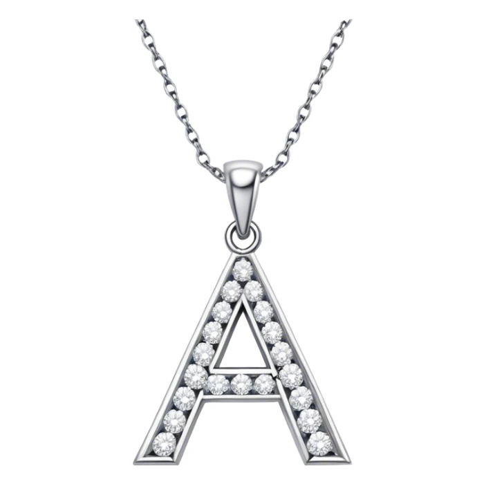 Diamond necklace with the letter A in cursive pendant  sticker