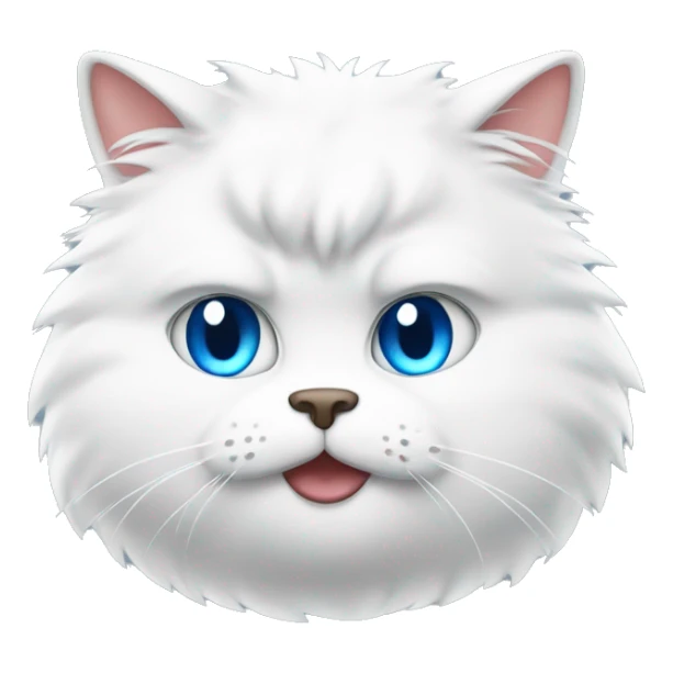 White fluffy fat cat with blue eyes eating steak sticker