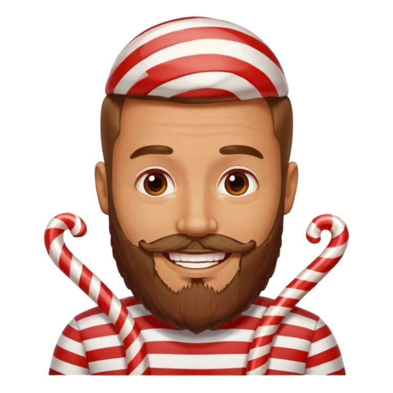 spectacled guy with beard made out of peppermint candy sticker