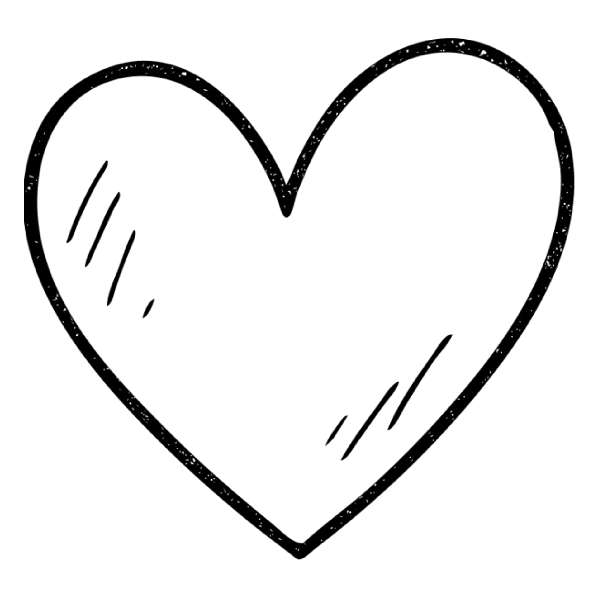 hand-drawn outlined heart with violet and grey accents sticker