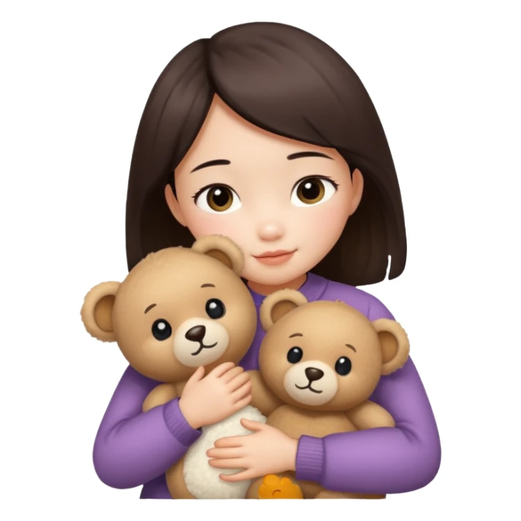 Little chinese girl – hugging a teddy bear.
 sticker