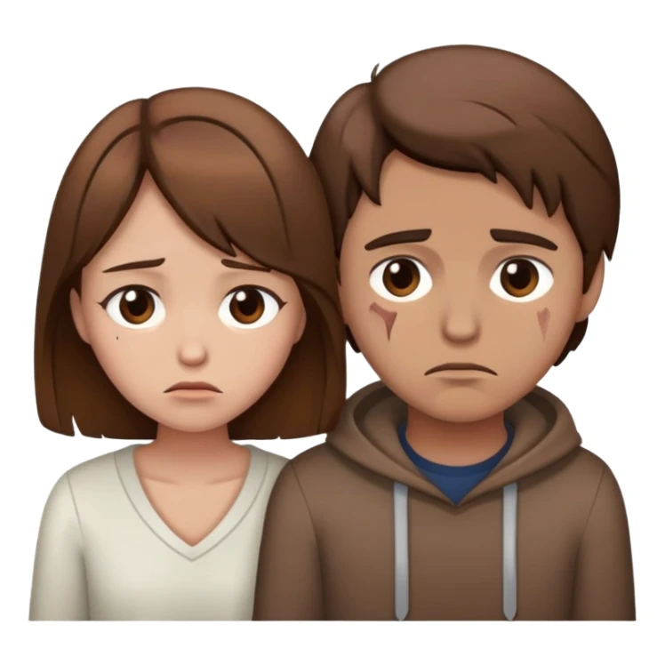 brown hair sad broken heart couple sticker
