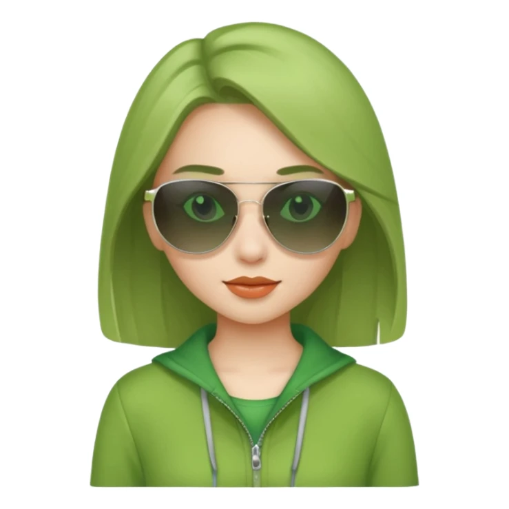 girl in green ourtfit and sunglasses sticker