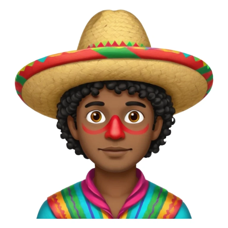 painted face mexican theme, curly hair, male sticker