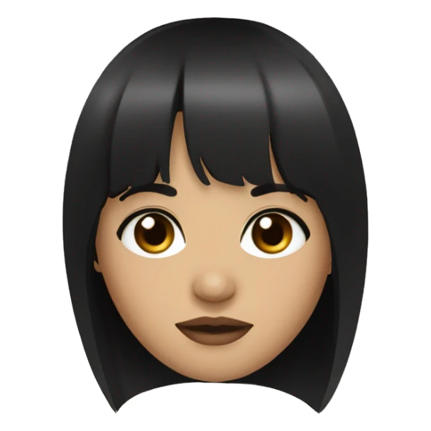 Black hair with bangs, hazel eyes, dark brown eyes, dark make up sticker