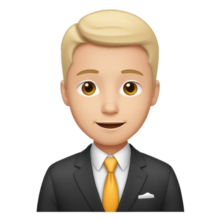 30s male office worker in suit with bright expression sticker