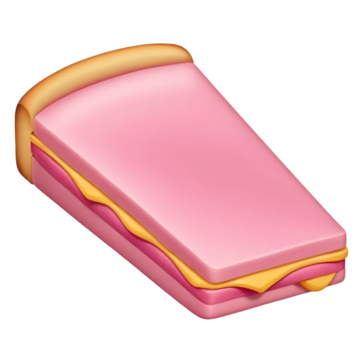 bologna slice with smooth edge, pink, no background, emoji style sticker