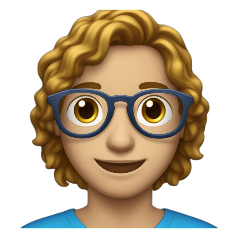 Jove estudiante con lentes azul y cabello semi ondulado  sticker