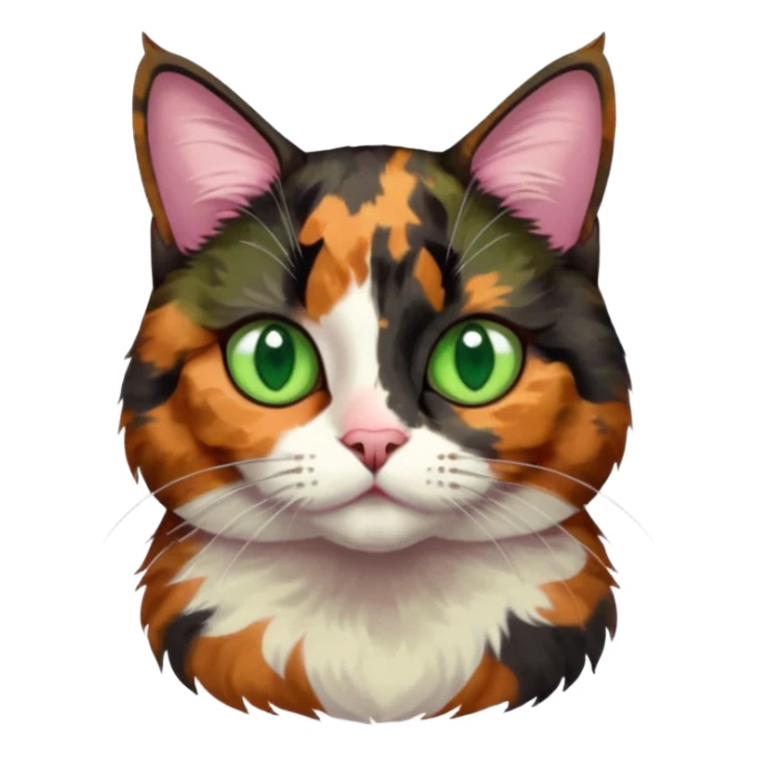 dark tortoiseshell cat half pink nose green eyes sticker