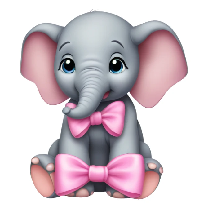 Baby elephant wearing pink bow sticker