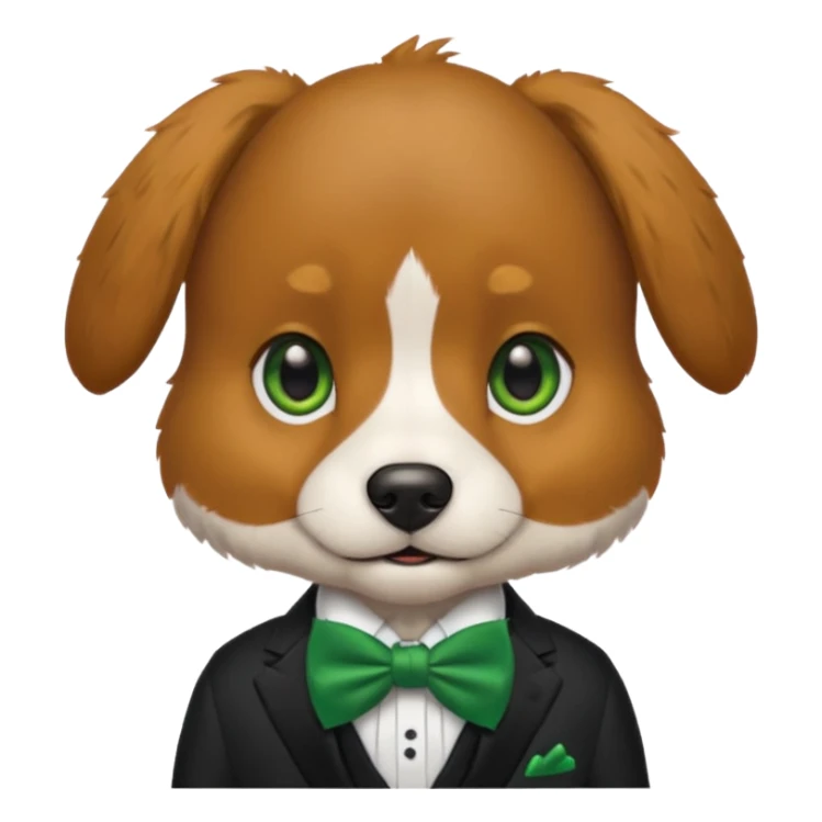 dog with suit and green bow tie sticker