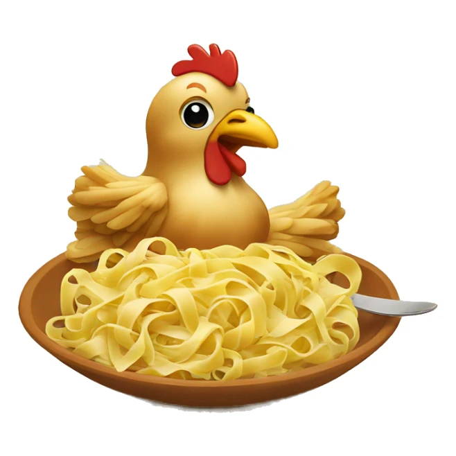 Chicken eating fettuccine sticker