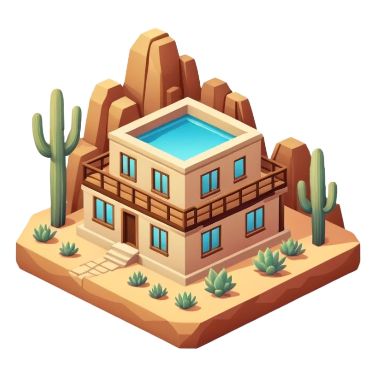 Isometric southwestern desert home sticker