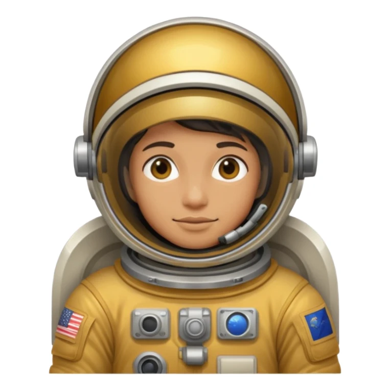 an astronaut without helmet and having golden suit sticker