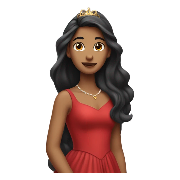 Princess with long dark hair with red dress  sticker
