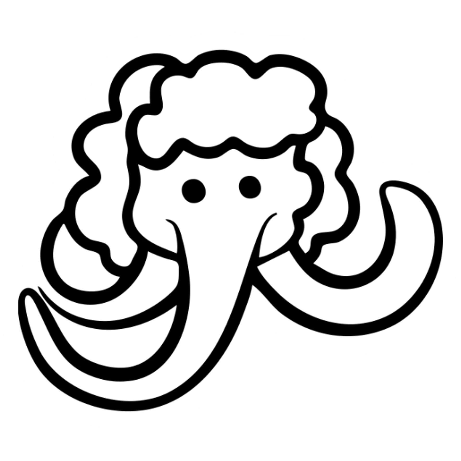 A woolly mammoth with long tusks and trunk sticker