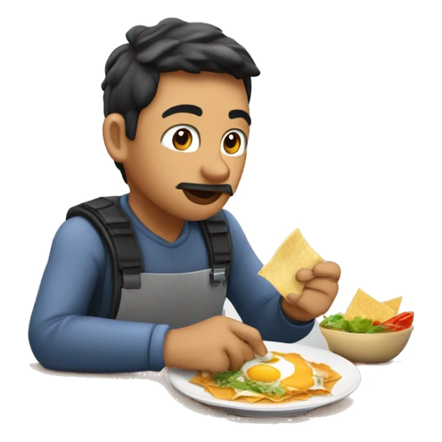 Delfín estudiante de bachillerato comiendo chilaquiles en un puesto de comida callejera mexicana sticker