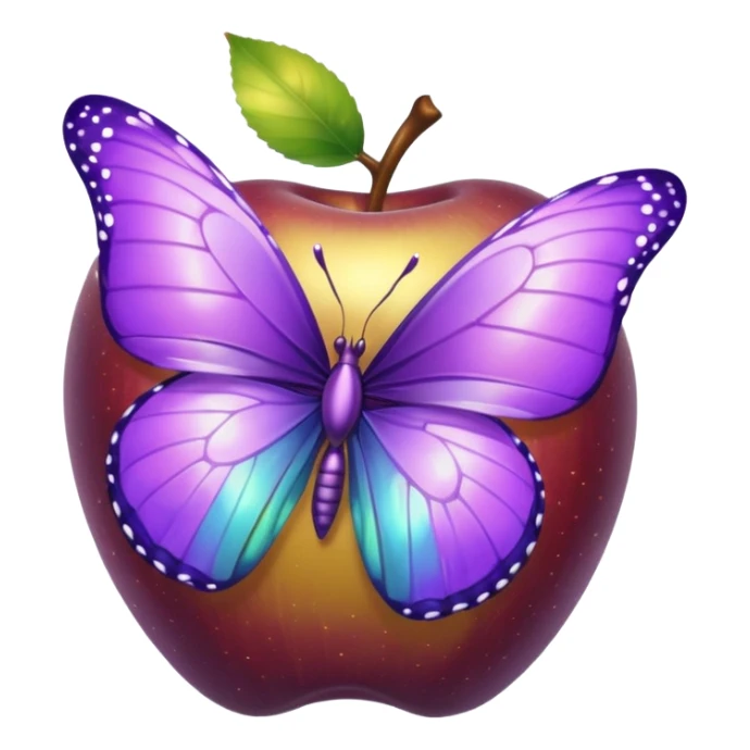 Purple butterfly on golden apple sticker