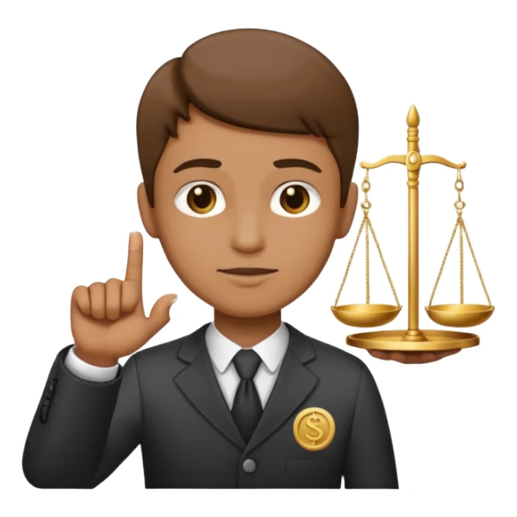 A serious person balancing a coin and legal scale emoji sticker