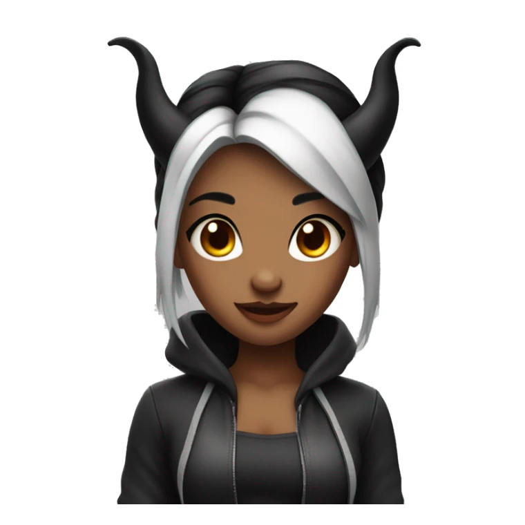 Cute devil girl with black hair and brases  sticker