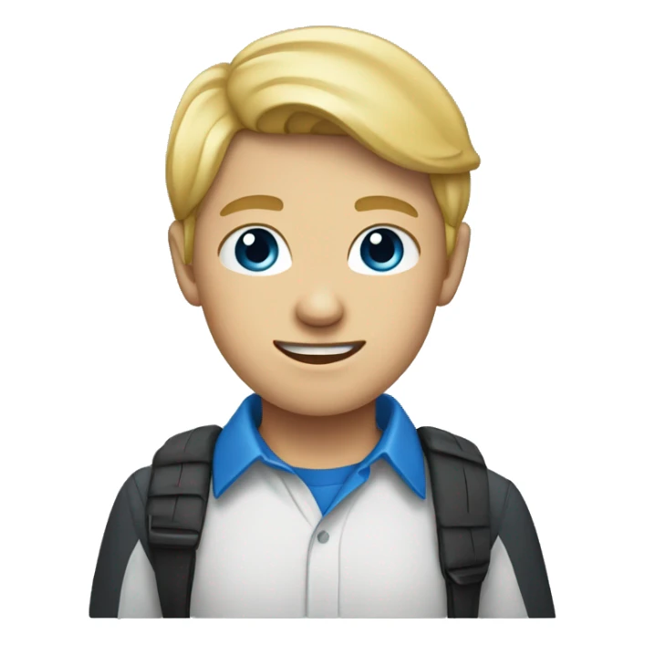blond teenage boy wearing blue collared shirt sticker