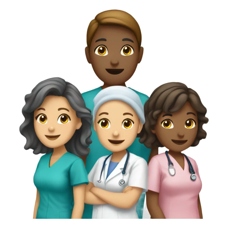 A group of five nurses all ages sticker