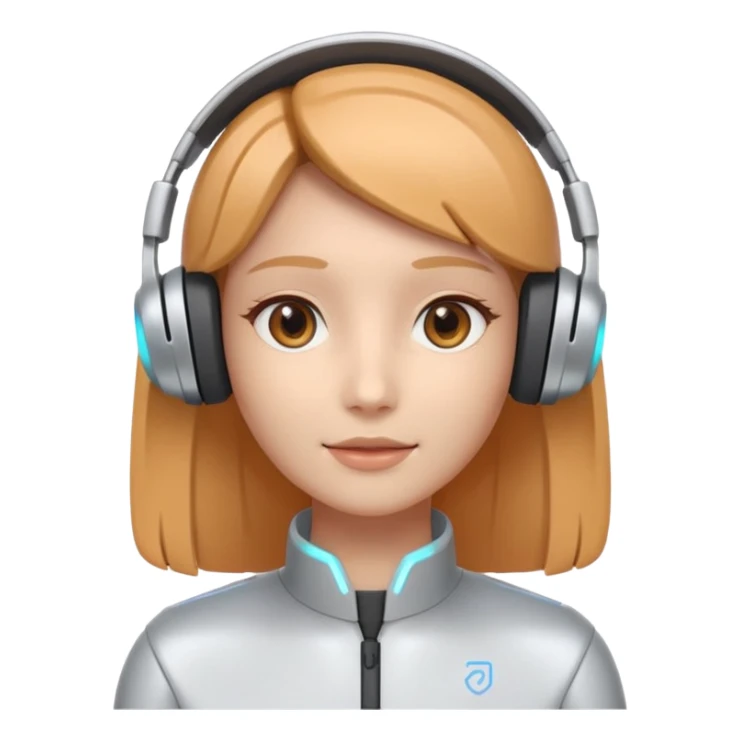 AI Call Agent holo-human-like Cyber AI face, warm, calm and friendly. Holographic look.Soft AI face with a listening, welcoming expression, minimal facial lines, calm eyes. Light headset. Super minimalistic.  sticker
