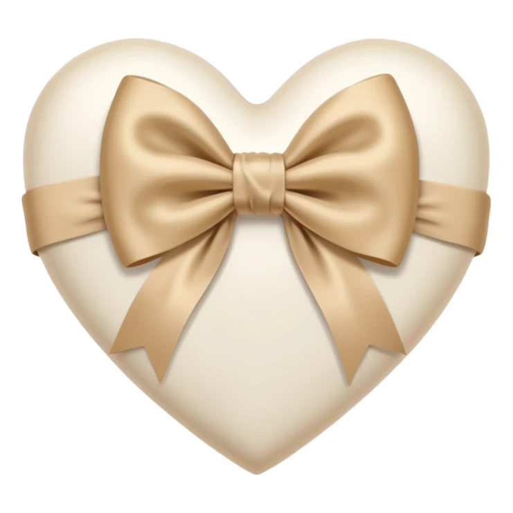 white heart with beige bow, bow on top sticker