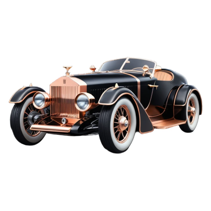 Batgirl Dark black Bare bones streamlined sporty (stripped down) hot rodded engine rose gold sports car 1932 Rolls Royce Woody futuristic electric spaceship plasma neon glowing motors and lightening dynamos with wide racing wheels that are held strong by advanced suspension and steering sticker