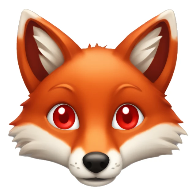 deep lush red fox face with tiny red heart instead of eyes sticker