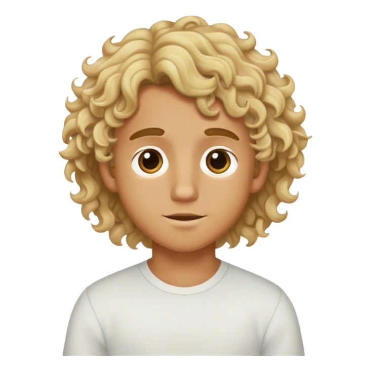 Blonde wavy curly  hair medium tan boy sticker