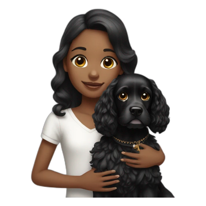 Black&white heir girl with black cocker spaniel sticker