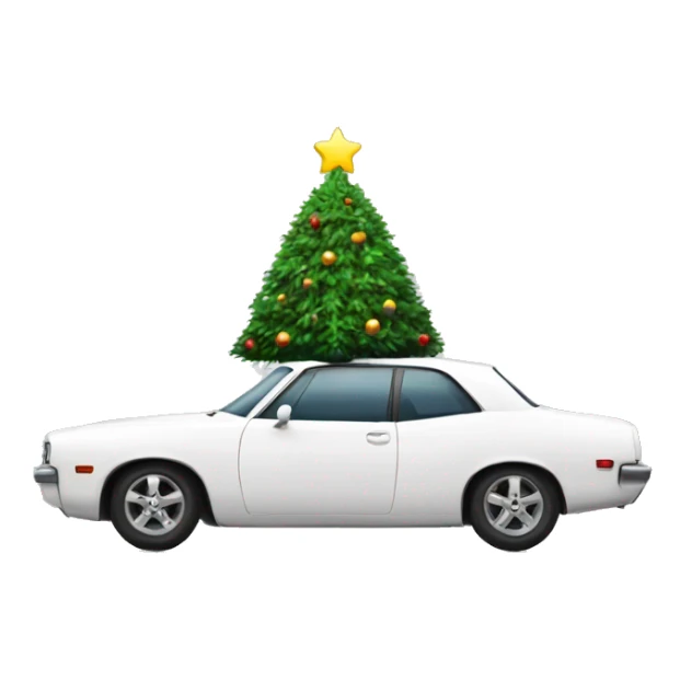white car with christmas tree on top sticker