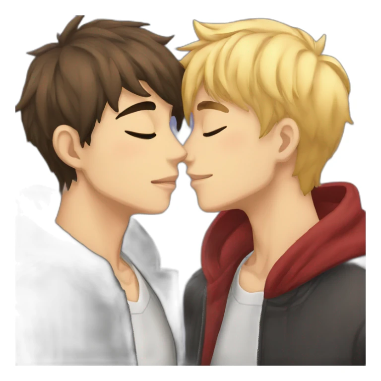 gay anime dudes kissing sticker