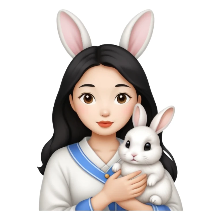 Beautiful Asian woman holding Dutch bunny  sticker