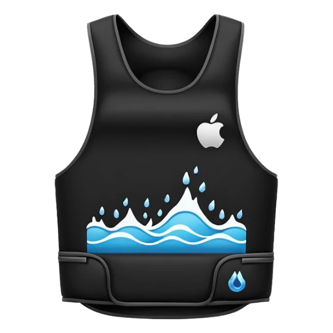 minimalist running vest for water and essentials, displayed flat, no human, apple emoji style sticker