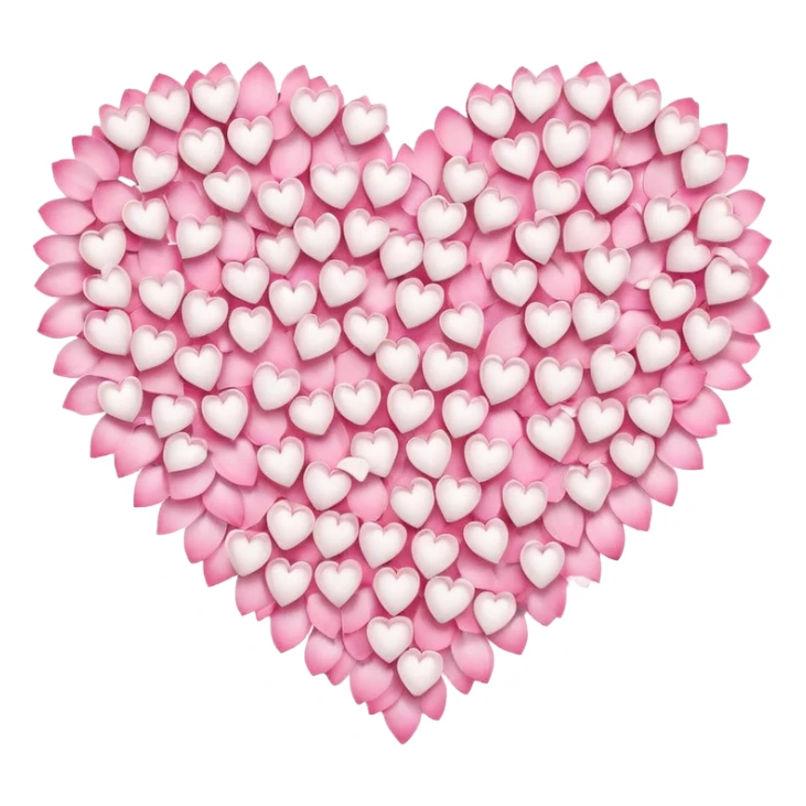  sakura heart, heart made of white sakura petals with pink accents, remove background sticker
