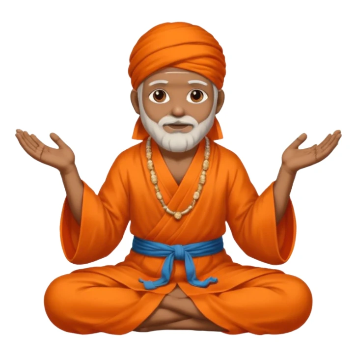 Shirdi Sai Baba sitting cross-legged, blessing gesture sticker