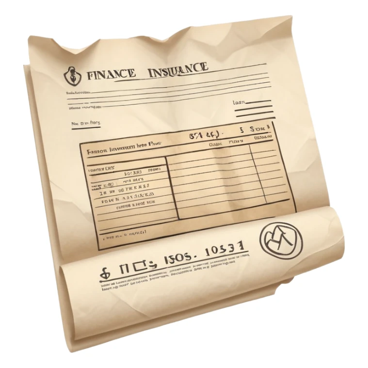 A beige colored piece of draft paper with finance/insurance-related simple graphics written on it sticker