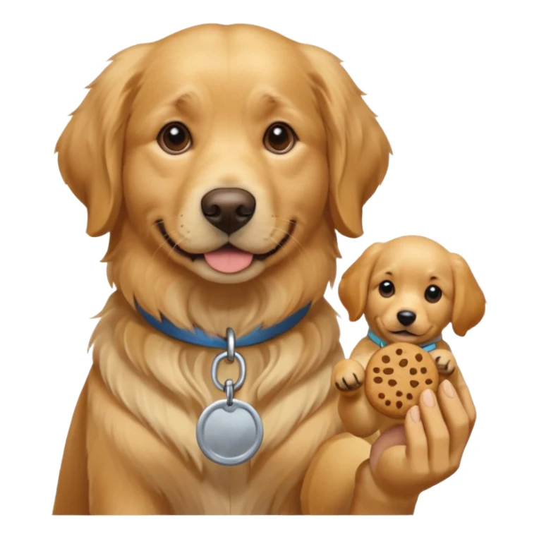 trainer hand holding a treat in front of a dog sticker