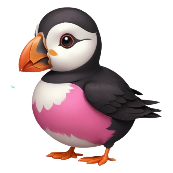 pink puffin blow steam sticker