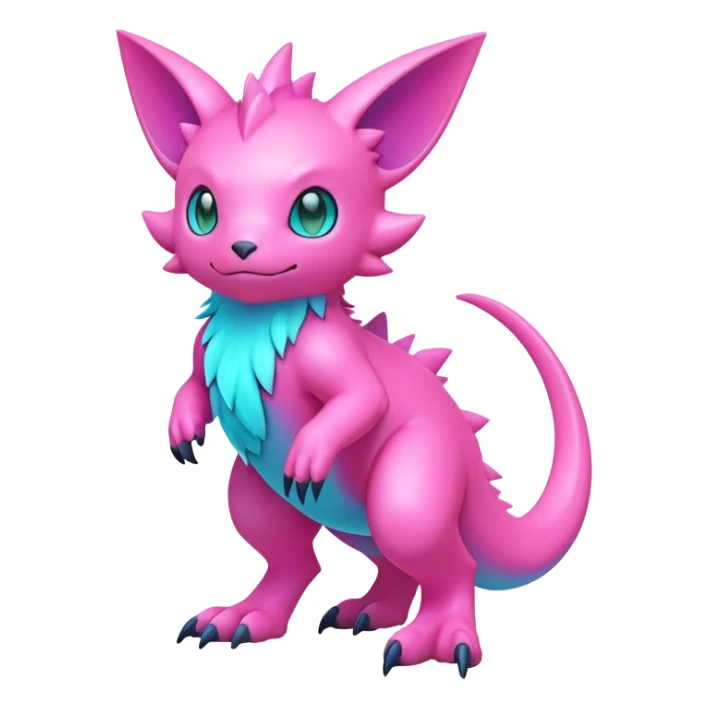 lush pastel-bright-vibrant warm-colored modern colorful neon-colored Fakémon-Digimon-Fionbri-Trico-creature (full body) sticker
