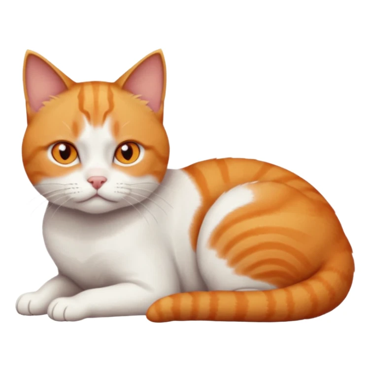 full body frowning tiny short hair ginger and white cat with orange eyes lying down sticker
